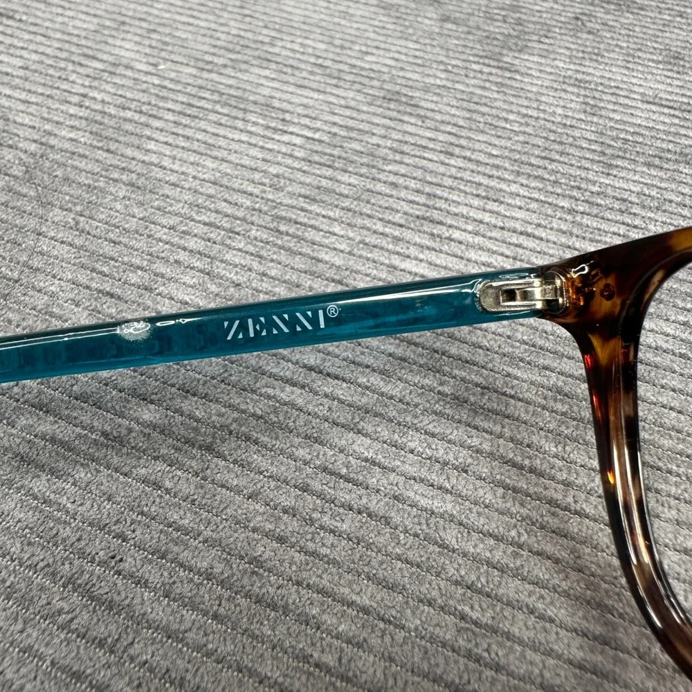 Zenni Optical Tortoiseshell Teal Square Y2K Eyeglasses Frames 4443425 Vtg
